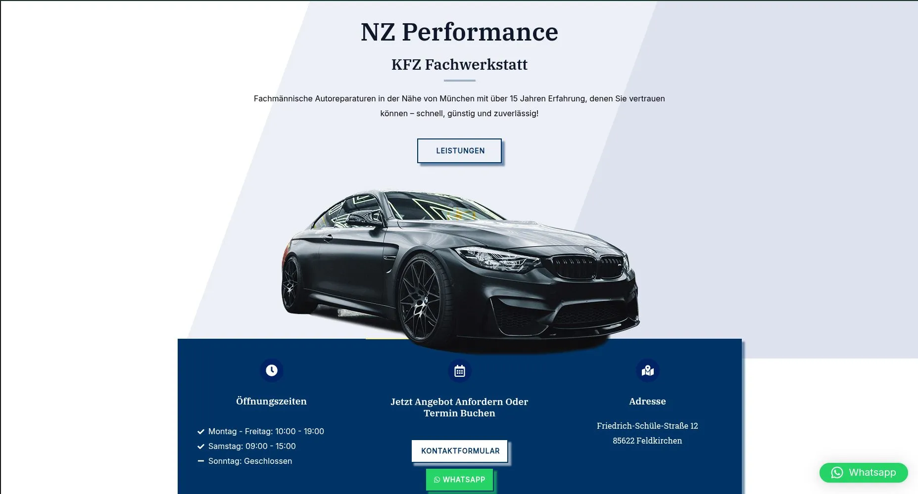 NZ Performance website screenshot